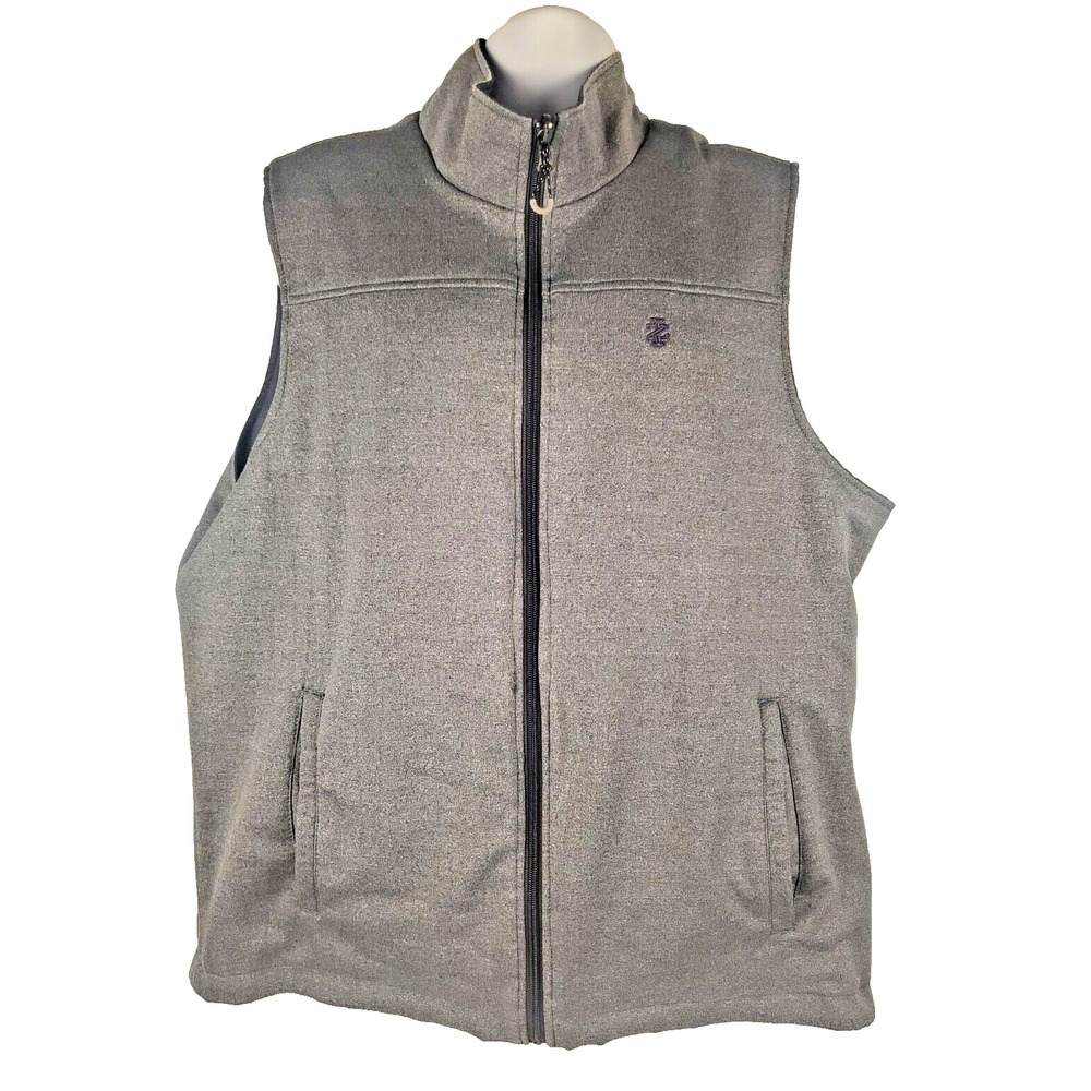 Izod Men's Large Reversible Vest Gray Full Zip